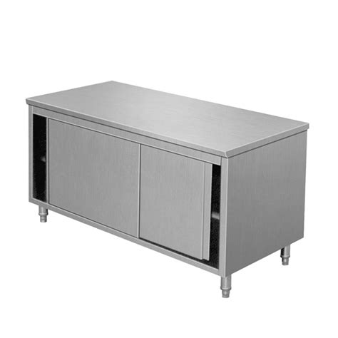 stainless steel table with cabinet